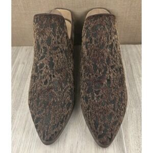 Comfort Cheetah Print Fuzzy Women's Chunky Heel Mules Clogs Shoes‎ Size 12W Boho